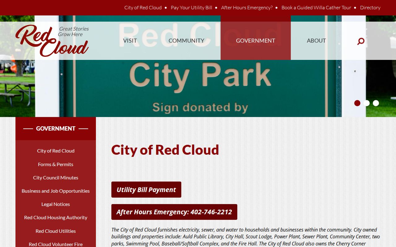 Red Cloud court record research City Hall government office