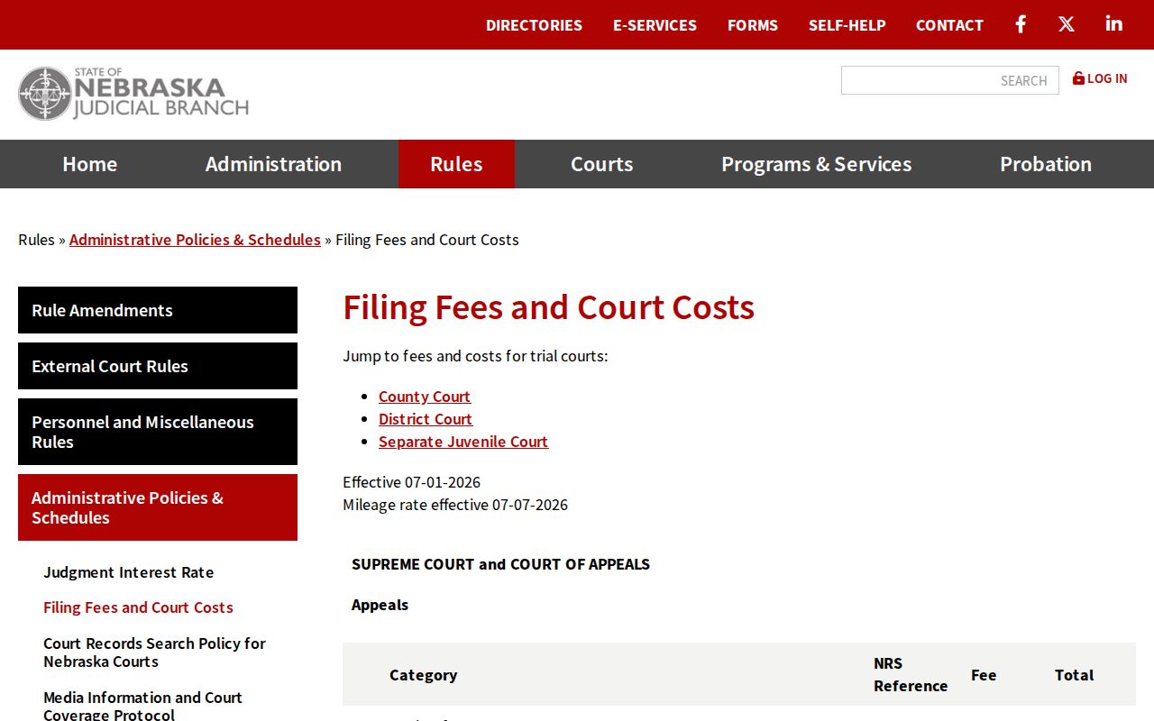 Webster County civil docket current court filing fees and jurisdiction record