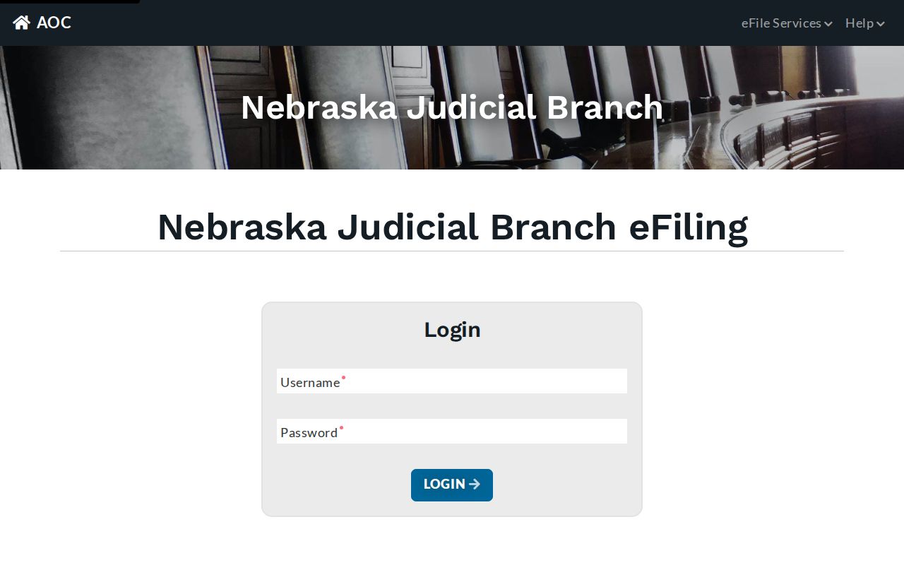 Webster County court calendar distinction shown by Nebraska eFiling login
