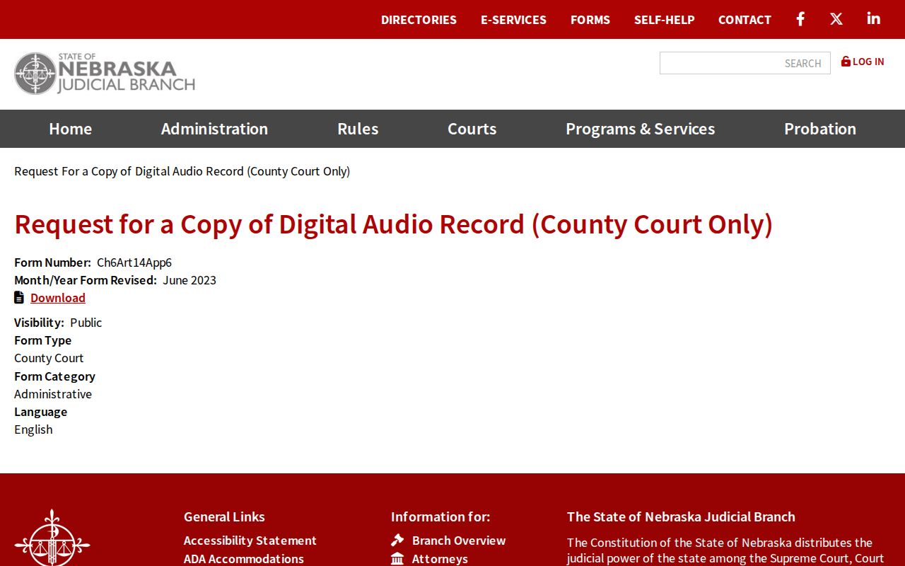 Webster County court records County Court audio request form