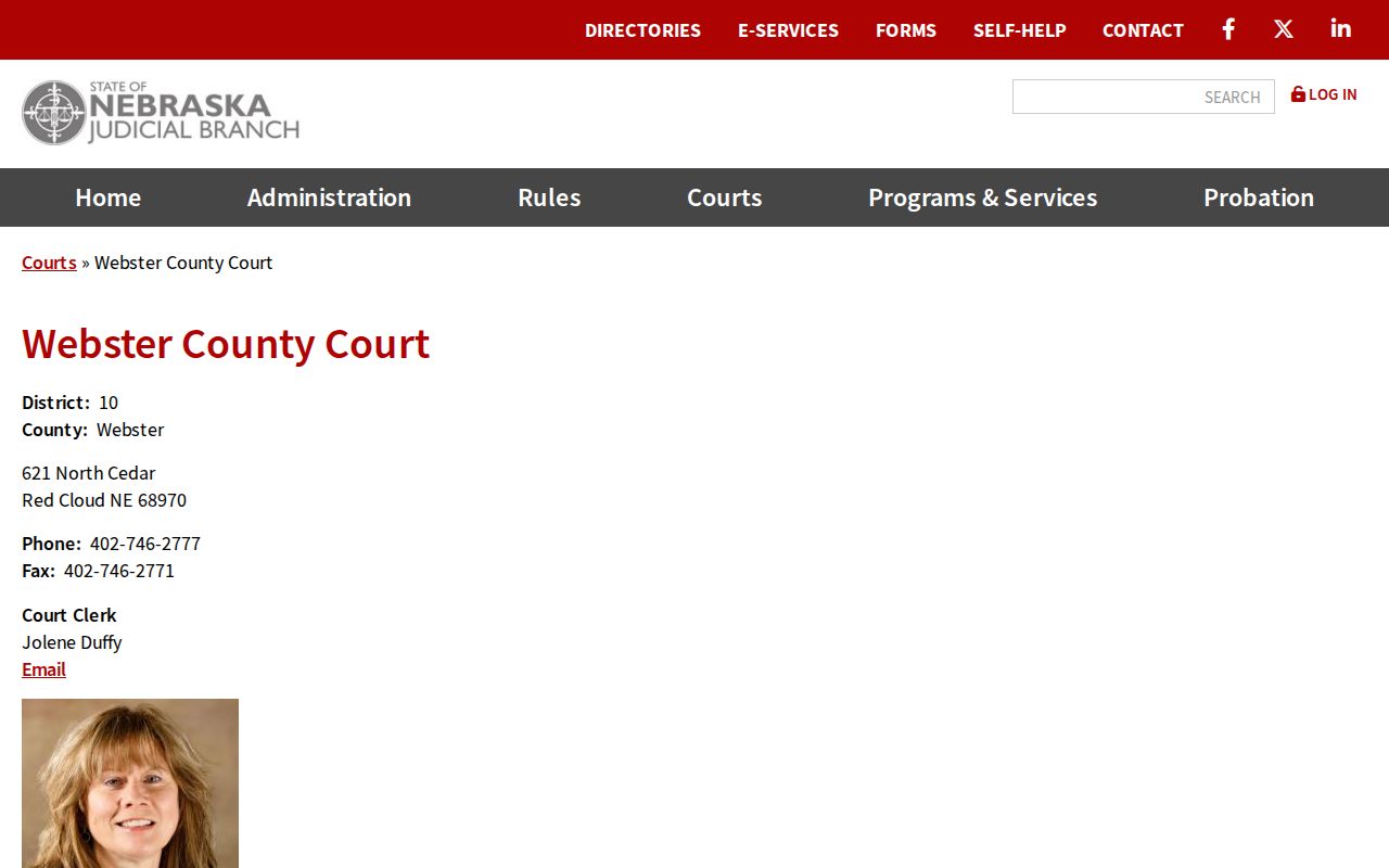 Webster County criminal docket County Court directory record