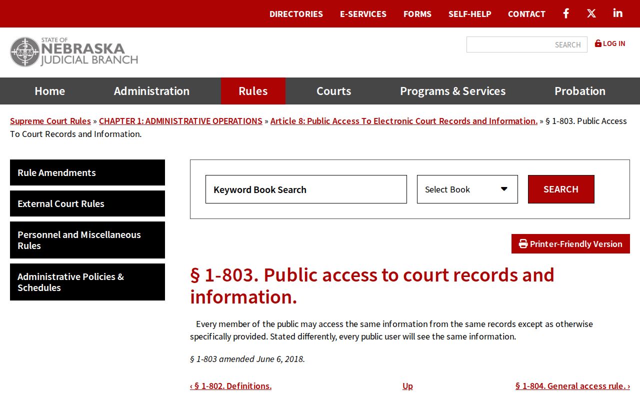 Webster County criminal docket public access rule record