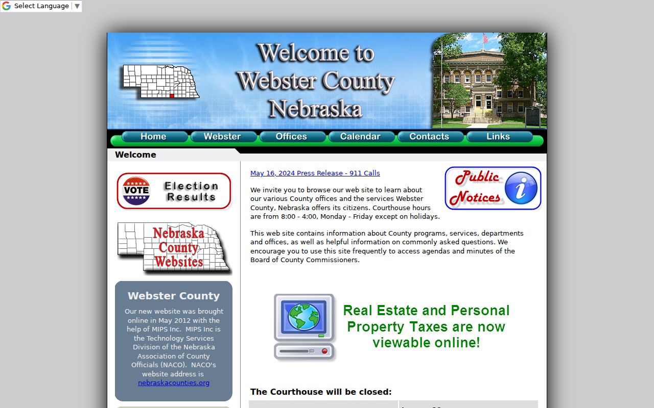 Webster County court docket courthouse contact information