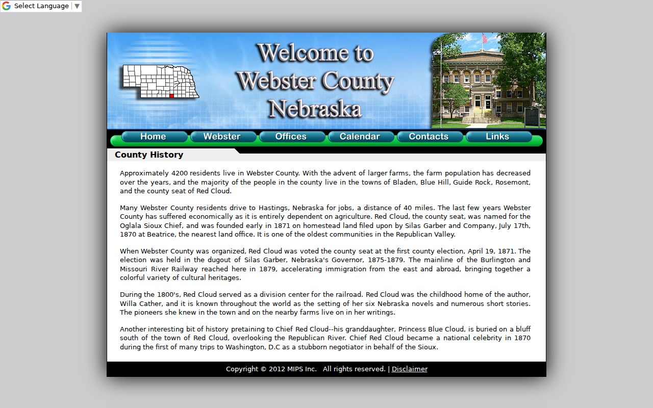 Webster County court docket Red Cloud county history source